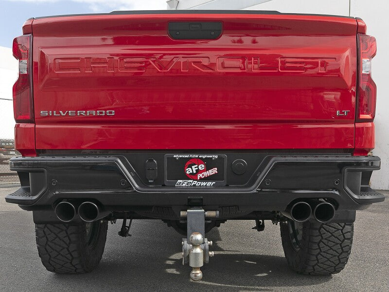 aFe Vulcan Series 3-Inch Stainless Steel DPF-Back Exhaust System with Black Tips for 2023 GMC Sierra 1500 & Chevrolet Silverado 1500 with 3.0L Turbo Diesel