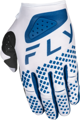 Fly Racing Youth Kinetic Center MX Gloves White/Navy - Youth Medium, Offroad Motorcycle Riding Gear