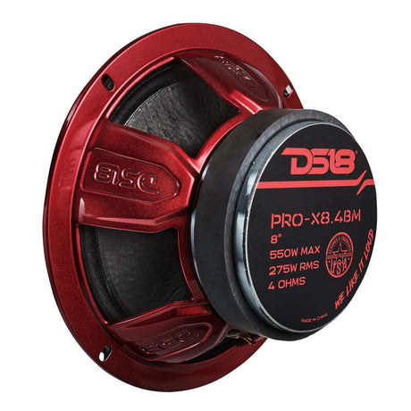 DS18 PRO-X8.4BM 8-Inch 275W RMS 4 Ohm Mid-Range Bullet Loudspeaker for Automotive Sound Systems