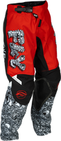 Fly Racing Youth Kinetic Mutant Pants for Motocross - Red/White/Black, Size 20, Compatible with Honda, Yamaha, Kawasaki, Suzuki, KTM, and More