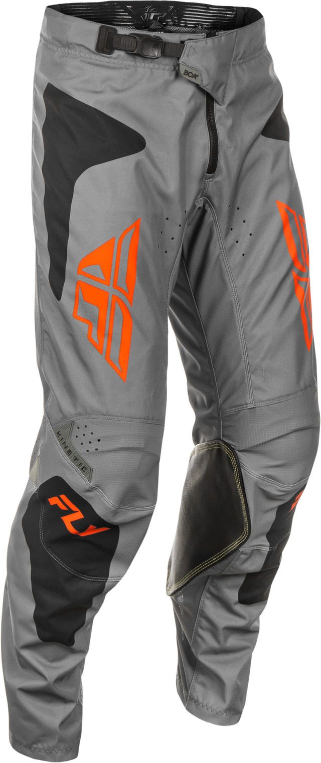 Fly Racing Kinetic Sym Offroad Pants Size US 30 – Grey/Orange/Black with Advanced Ventilation and Adjustable Fit