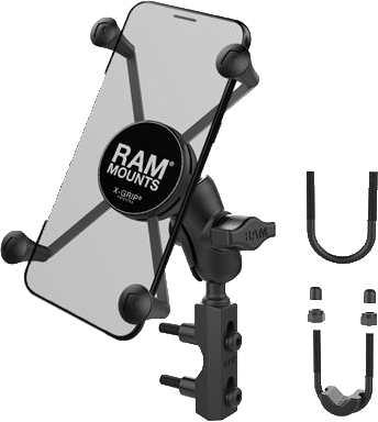 RAM X Grip Large Phone Mount with Brake/Clutch Res Base Short for Recreational Vehicles - Part Number RAM-B-174-A-UN10U