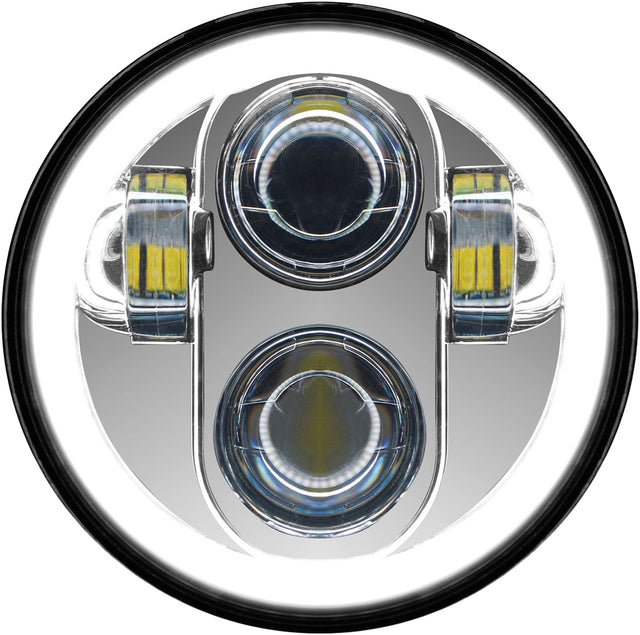 PATHFINDER HD5MCH 5 3/4 Inch LED Headlight with Full Halo Chrome - Fits 1997-2006 Ford F-150, 1999-2007 Ford Super Duty, and more