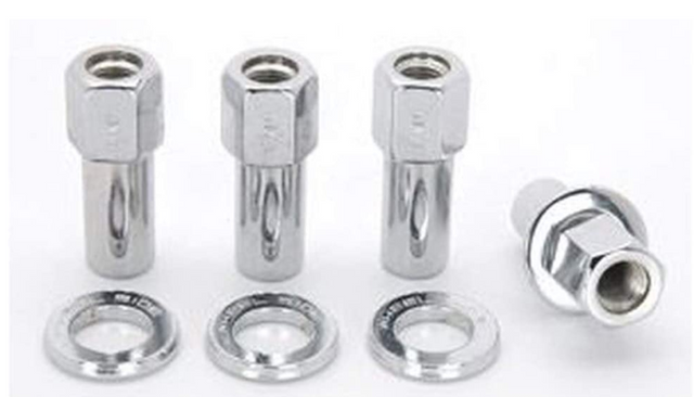 Weld Open End Lug Nuts with Centered Washers, 1/2 Inch - Right Hand Thread, Pack of 4