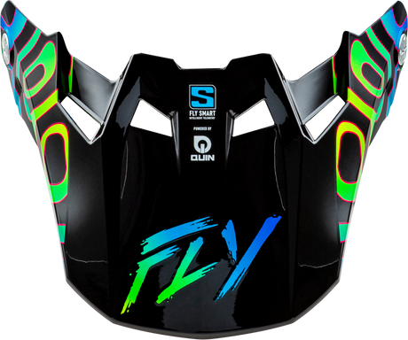 Fly Racing Formula S Carbon Zen Visor Black with Blue and Yellow accents - Compatible with select motocross helmets