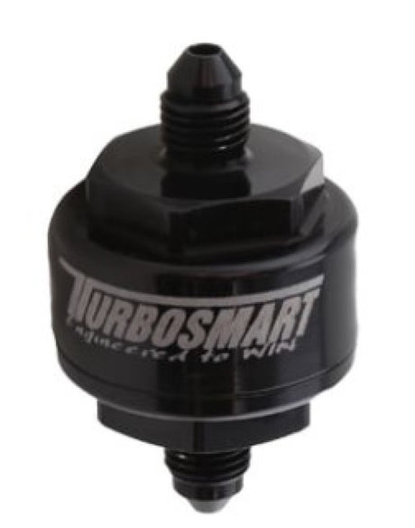 Turbosmart Billet Turbo Oil Feed Filter with 44-Micron Pleated Disc -4AN Male Inlet - Black