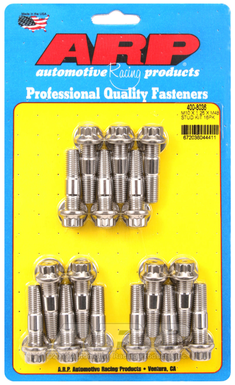 ARP M10 x 1.25 x 48 Stainless Steel 12pt Broached Stud Kit for Automotive Applications