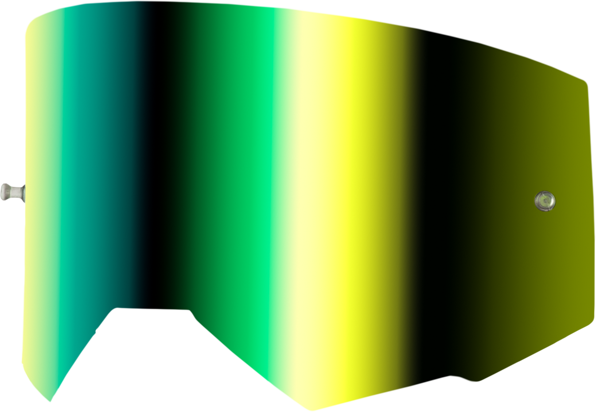 FLY RACING Single Iridescent Green Mirror Lens with Tear-Off Posts for FLY Racing Goggles - Suitable for Zone Pro, Zone, Focus, and Focus Sand Models