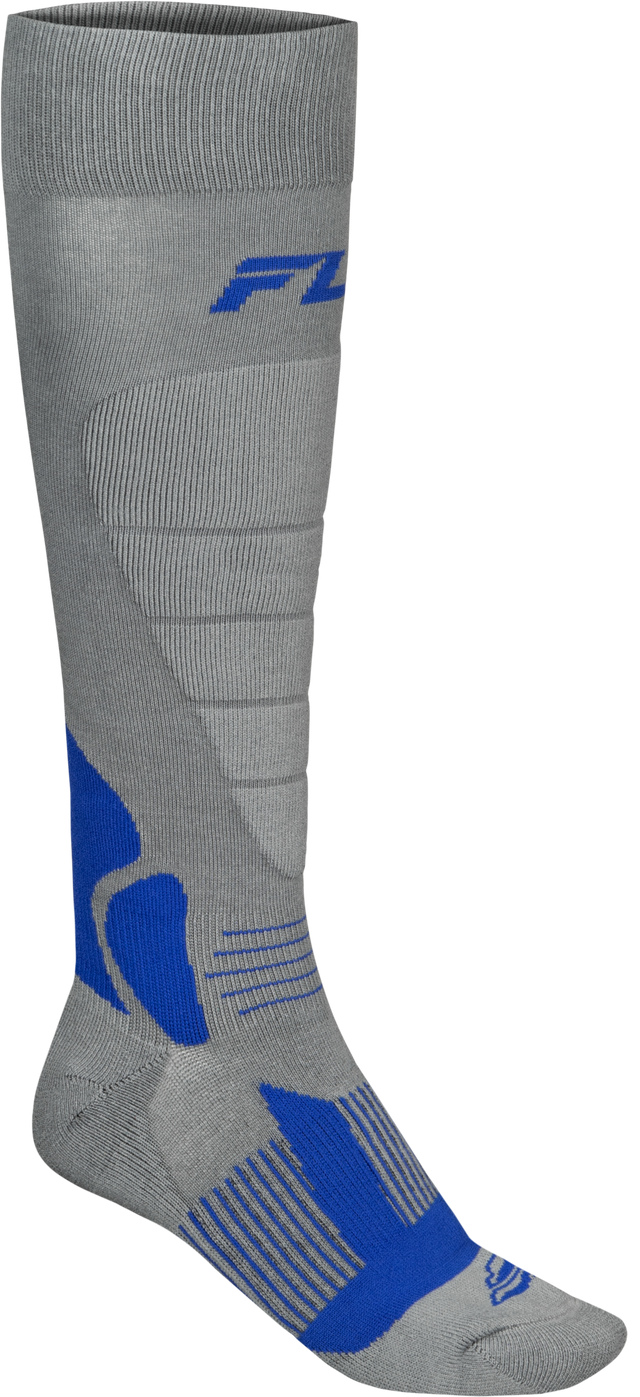 Fly Racing Snow Heavyweight Wool Sock Grey/Blue Large/X-Large for ATV, Snowmobile, and Off-Road Vehicles