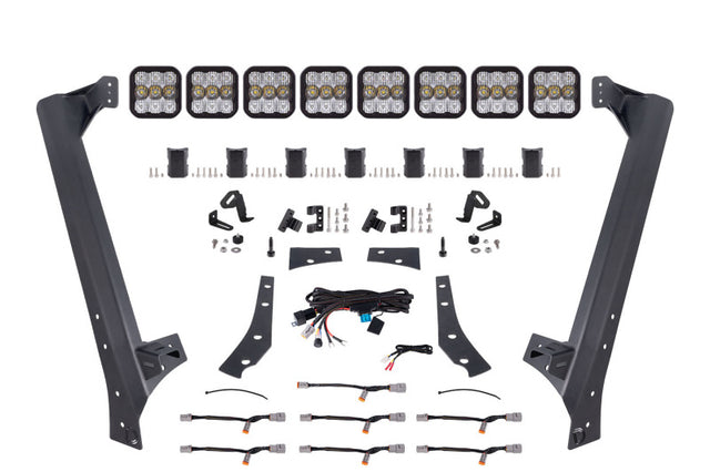 Diode Dynamics Jeep JK SS5 Pro CrossLink Windshield - White Combo Lightbar Kit