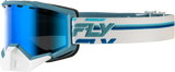 Fly Racing Focus Snow Goggle White/Blue with Blue Mirror Lens for Ski and Snowboard Helmets