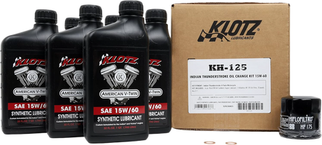 Klotz KH-125 Indian Thunderstroke 6 Quart Synthetic Oil Change Kit for Cruiser Motorcycles