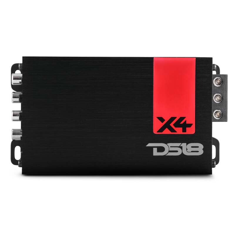 DS18 X4 4-Channel Class D Amplifier - 220W RMS at 4 Ohm, Compact Design for Car Audio Systems