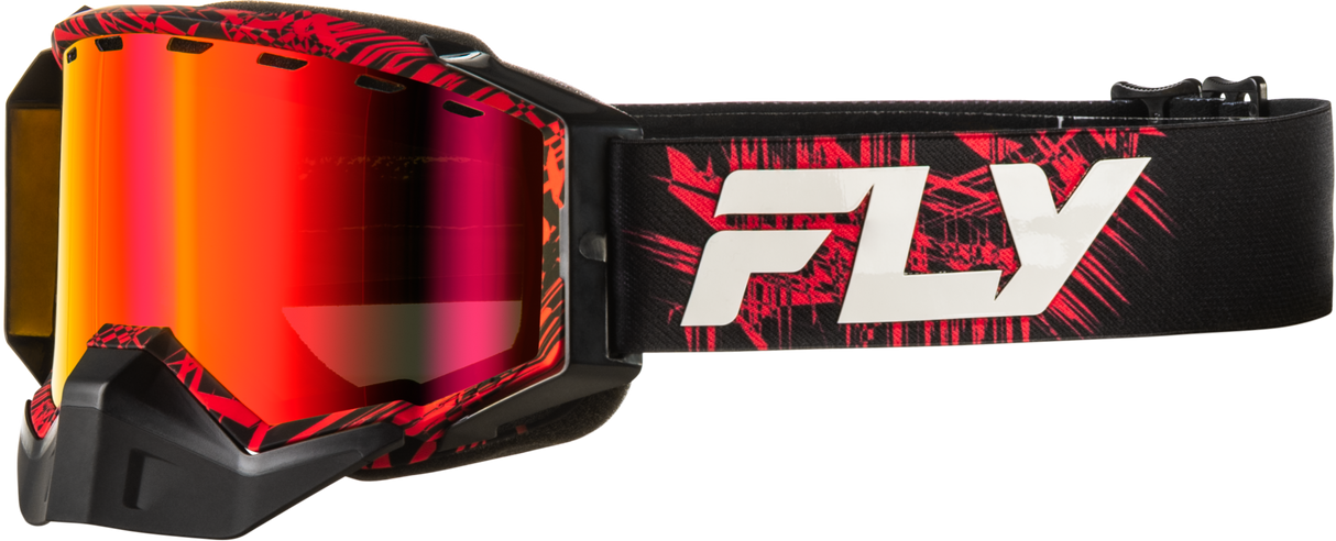 Fly Racing Zone Snow Goggle with Red/Black Frame and Red Mirror/Amber Lens for ATV and Snowmobile