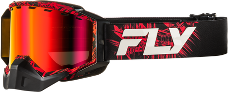Fly Racing Zone Snow Goggle with Red/Black Frame and Red Mirror/Amber Lens for ATV and Snowmobile