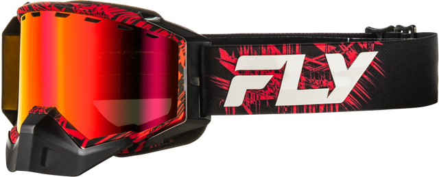 Fly Racing Zone Snow Goggle with Red/Black Frame and Red Mirror/Amber Lens for ATV and Snowmobile
