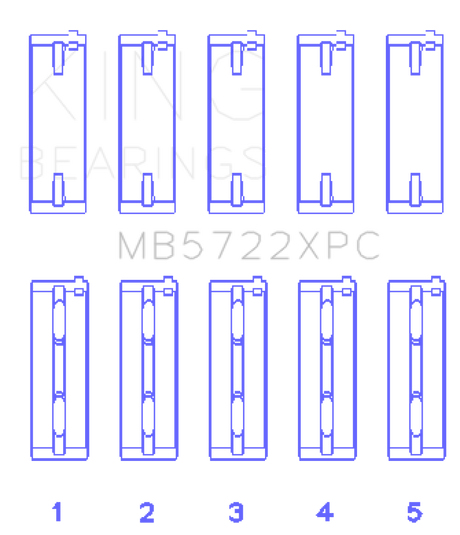 King Engine Bearings 2007+ Mitsubishi 4B11T EVO X Coated Performance Main Bearing Set - Size STDX