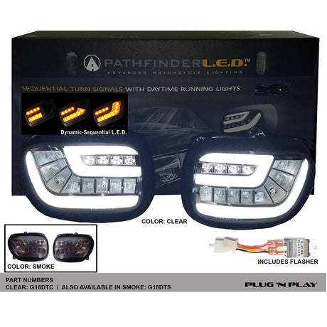Pathfinder G18DTC LED Front Turn Signal Kit for Honda Gold Wing Models with Dynamic Sequential Signal and Daytime Running Light