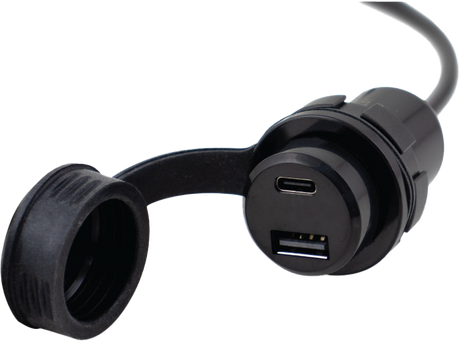 KOSO Dual Port USB Adapter with Type A and C Ports for Motorcycles - Model KW015010