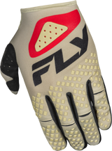 Fly Racing Kinetic Sym Gloves Light Grey/Red/Black for Motorcycle and ATV Riders