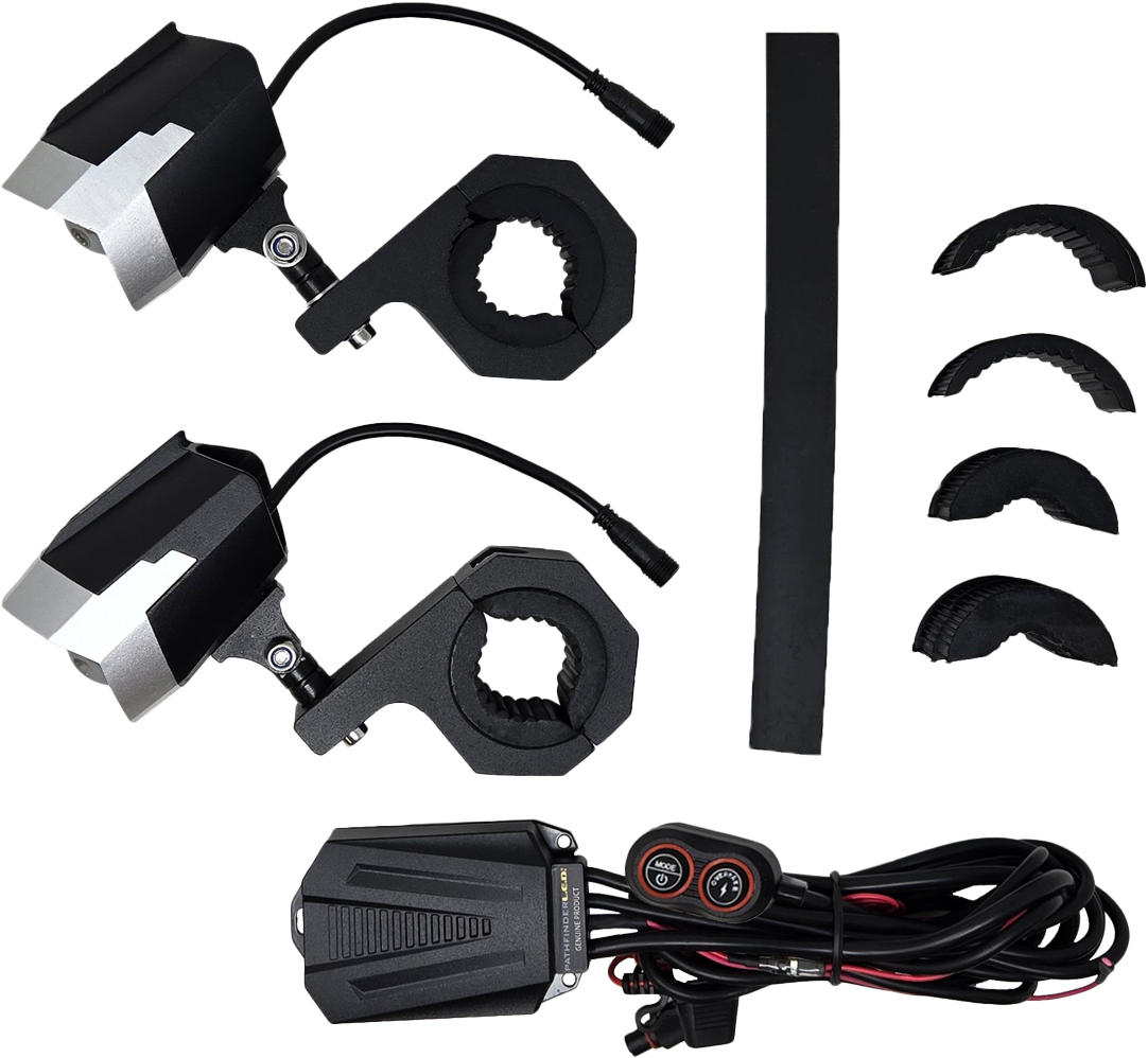 Dual Switchback Led Lights Silver/Blk Wired Remote Pr