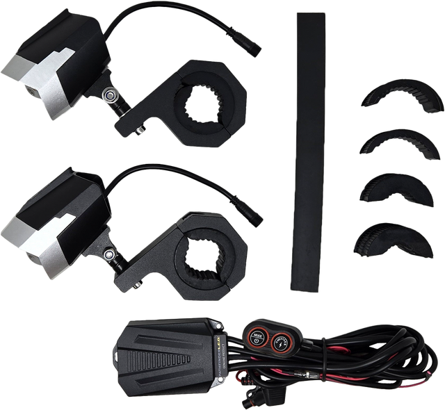 Dual Switchback Led Lights Silver/Blk Wired Remote Pr