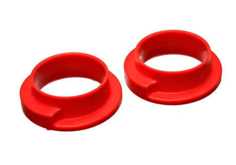 Energy Suspension Hyper-Flex Coil Spring Isolators Set for Vehicles with 2-3/16in ID, 3in OD, 1in Height – Red, Part No. 9.6115R