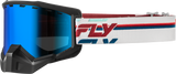 Fly Racing Focus Snow Goggle with Smoke/Dark Blue Lens – Red/White, Universal Fit for Snow Sports