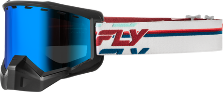Fly Racing Focus Snow Goggle with Smoke/Dark Blue Lens – Red/White, Universal Fit for Snow Sports