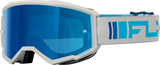 Fly Racing Zone Goggle Silver/Blue with Dark Blue Mirror/Smoke Lens for ATV, Motorcycle, and Off-Road Vehicles