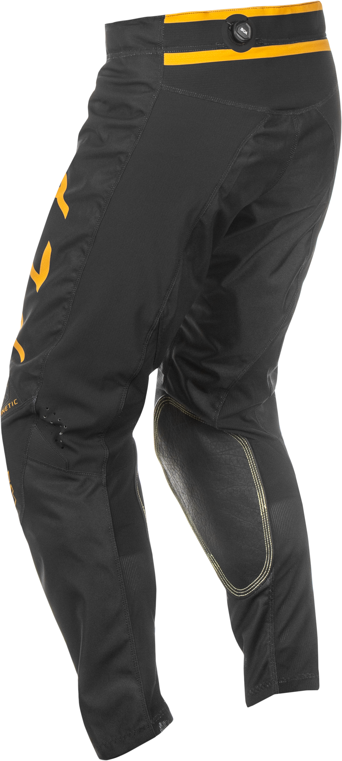 Fly Racing Kinetic Center Pants Black/Gold Size 40 – Motorcycle Riding Gear with Ventilated Multi-Panel Construction and BOA Fit System