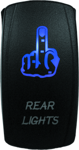 DragonFire Racing Lighted Switch Finger Rear Light On/Off Blue – Durable Waterproof Power Switch for Powersports Vehicles