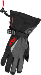 Fly Racing Title Heated Gauntlet Gloves Grey/Black/Red X-Small for Motorcycle and ATV Use