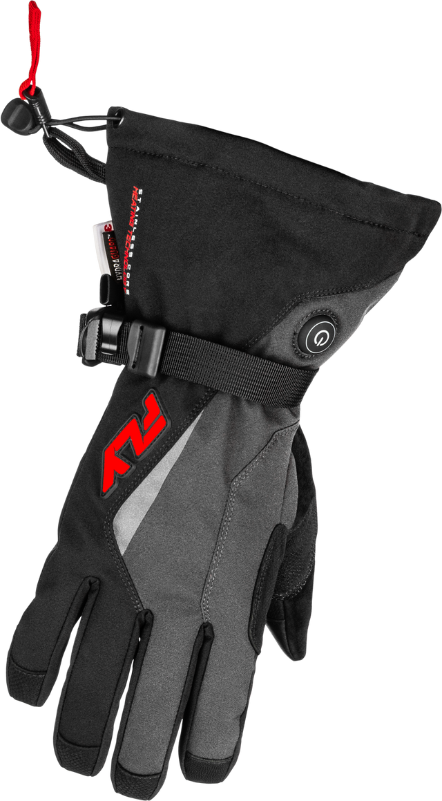 Fly Racing Title Heated Gauntlet Gloves Grey/Black/Red - Model 476-29424X for ATV, Motorcycle, Off-Road Vehicles