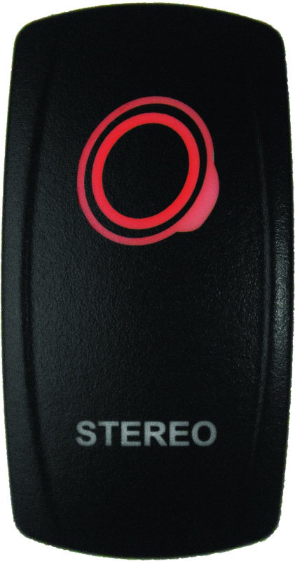 DragonFire Racing Lighted Switch Stereo On/Off Red – Durable Waterproof Powersports Switch with Illuminated Logo Pattern