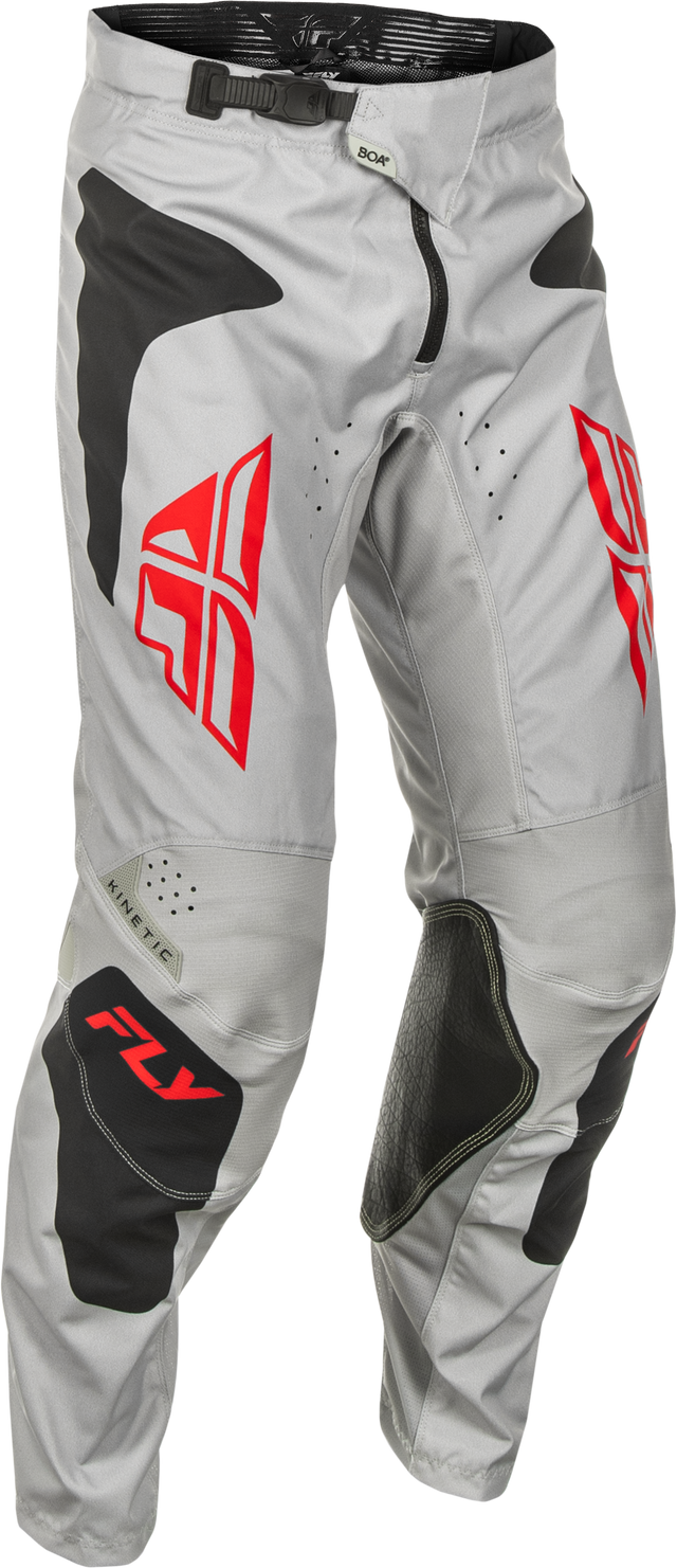 Fly Racing Kinetic Sym Offroad Pants for ATV and Dirt Bike - Size US 32, Light Grey/Red/Black