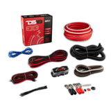 DS18 0-GA Amplifier Install Kit in Red for Car Audio Systems