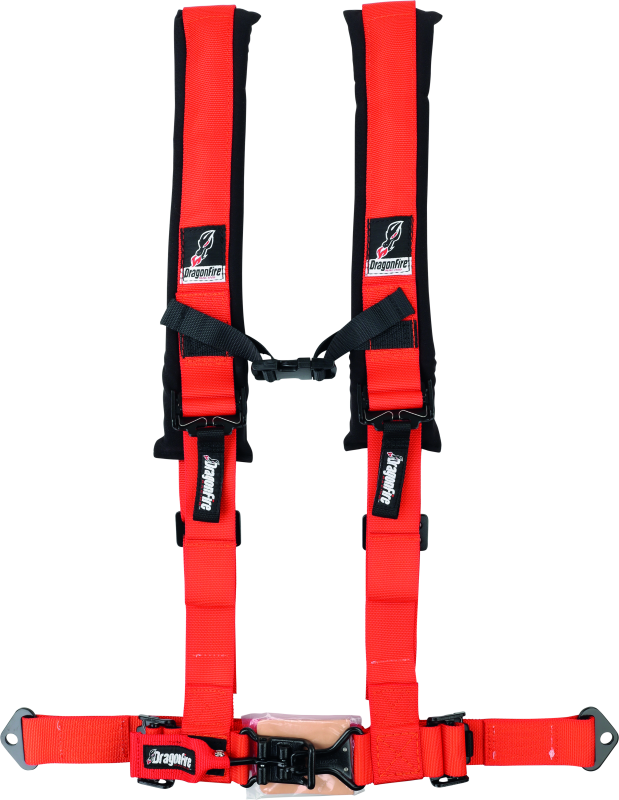 DragonFire Racing H-Style 4-Point Harness with 2-Inch Buckle - Orange for UTVs