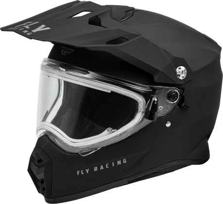 Fly Racing Trekker CW Solid Helmet with Electric Shield - Matte Black for Off-Road Motorcycles