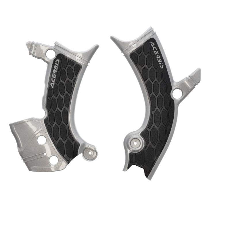 Acerbis 23+ Yamaha YZ450F Frame Guards - X-Grip Silver/Black for Yamaha YZ450F (2013-2023) and Similar Models