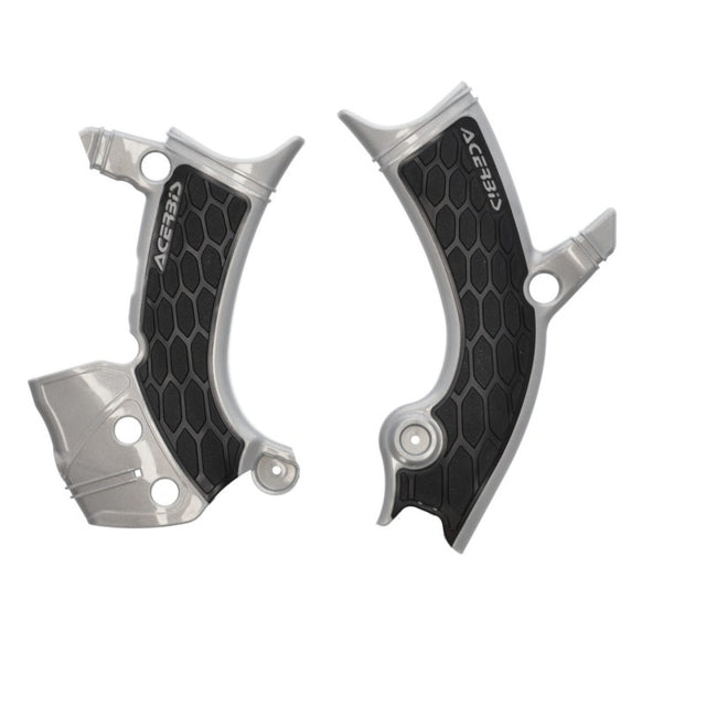 Acerbis 23+ Yamaha YZ450F Frame Guards - X-Grip Silver/Black for Yamaha YZ450F (2013-2023) and Similar Models
