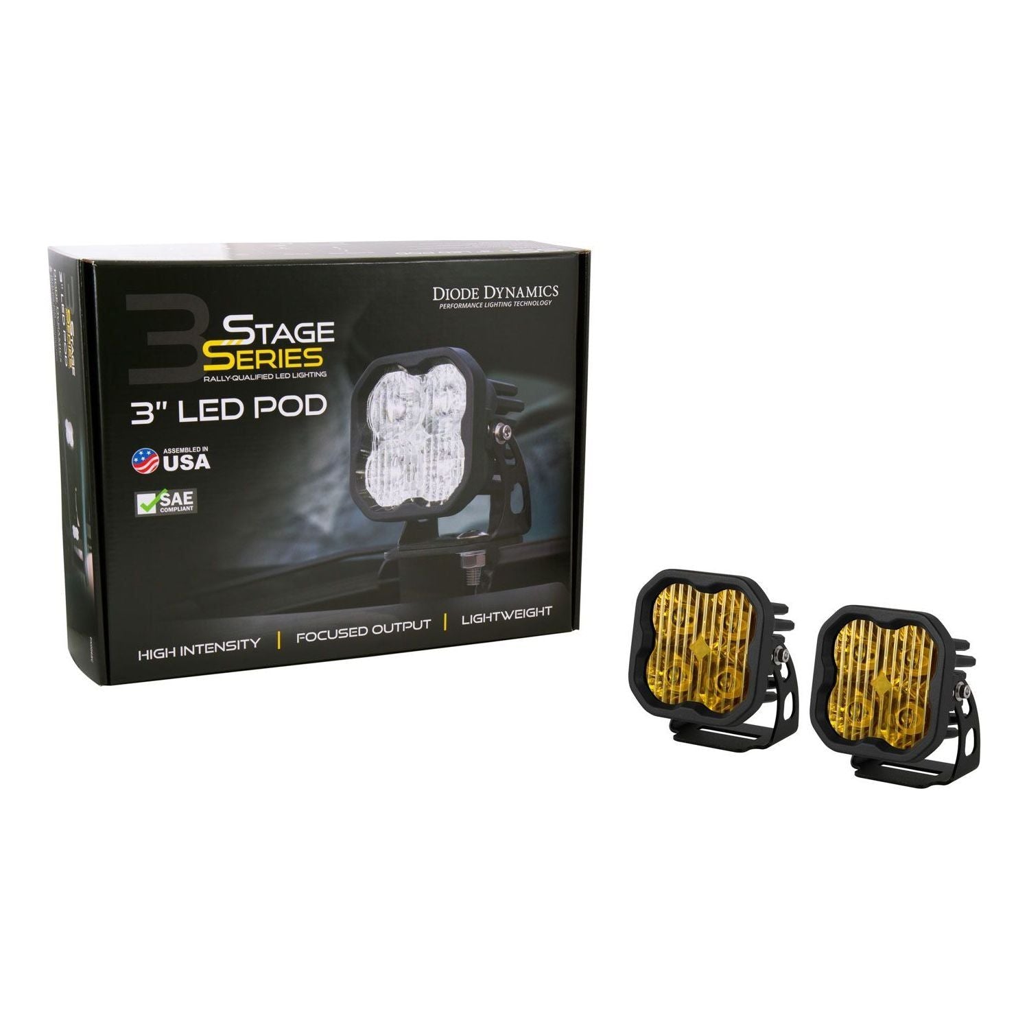 Stage Series 3" Yellow Sport LED Pods (Pair) | Diode Dynamics