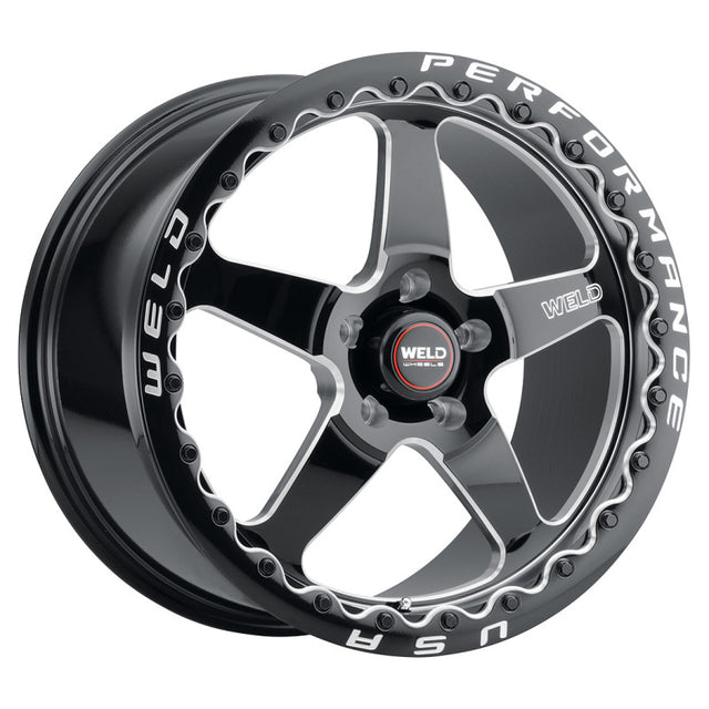 Weld S156 Ventura 15x10 Drag Wheel - Gloss Black Finish with 6x139.7 Bolt Pattern, ET38 Offset, and 106.1mm Center Bore