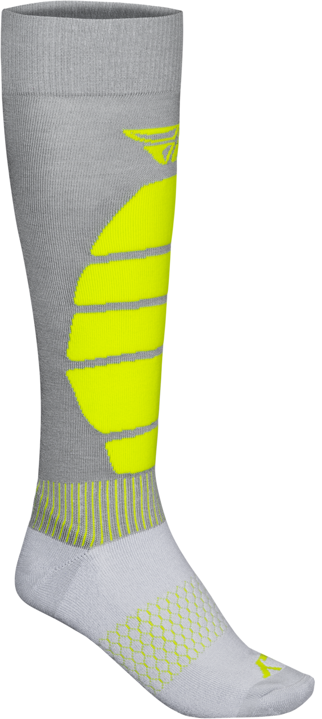 Fly Racing Snow Performance Coolmax Sock Grey/Hi Vis Large/X-Large - All-Season Comfort with Reinforced Toe and Heel
