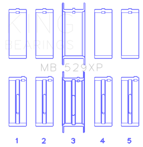 King Ford 260ci/289ci/302/5.0L Windsor (Size STDX) Crankshaft Main Bearing Set (Set of 5)