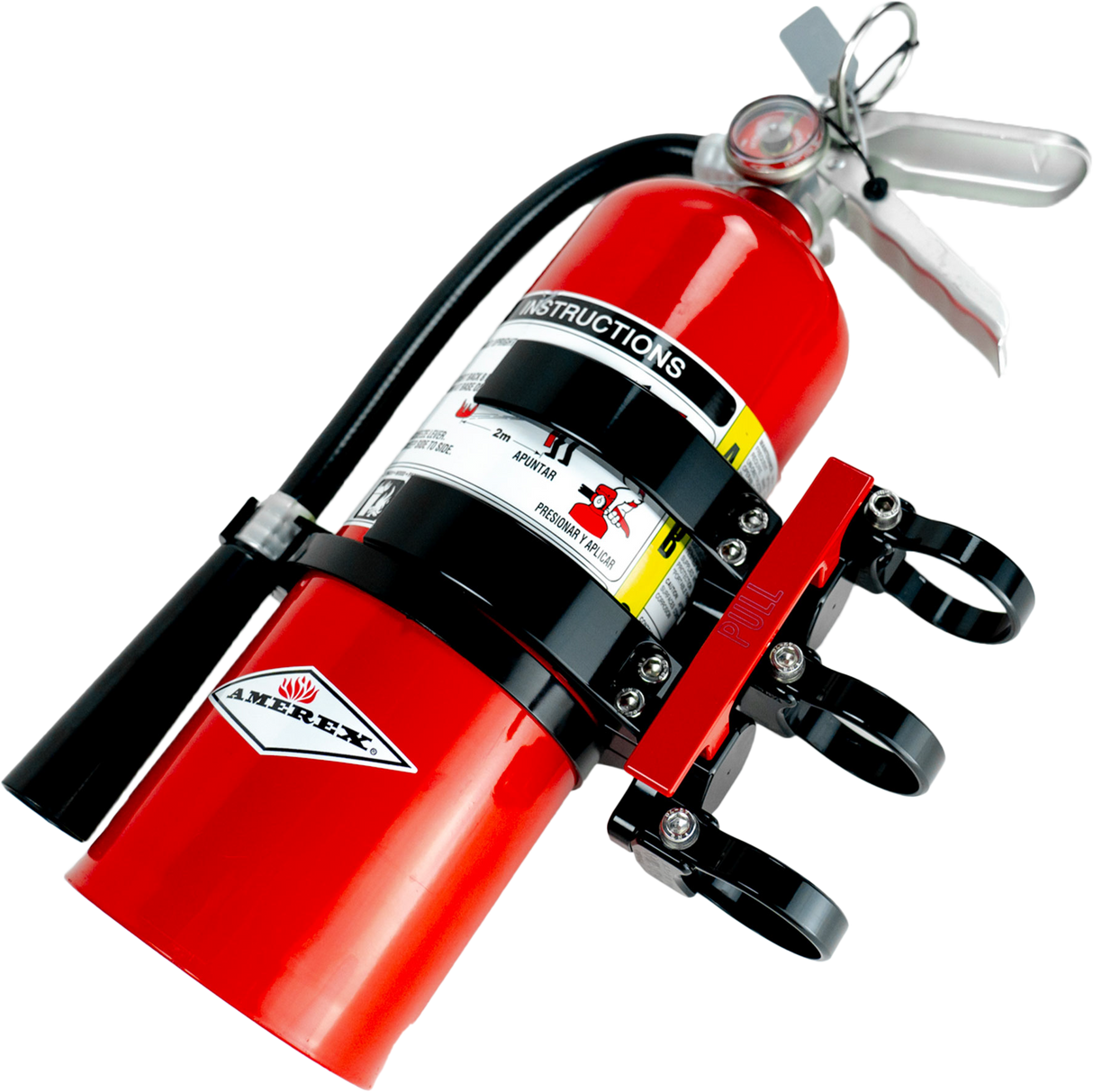 AXIA MODFM5-BK Quick Release Fire Mount for 5lb Amerex Fire Extinguisher - Universal Fit for UTVs with Horizontal Roll Cage Bars