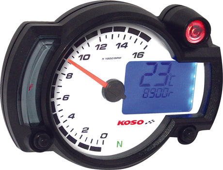 KOSO Rx 2NR 16,000 RPM Gauge with Water and Oil Temperature for Honda Civic, Toyota Corolla, Ford Mustang