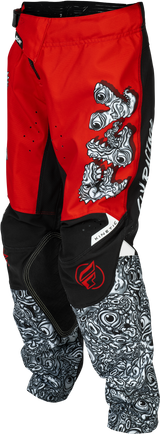 Fly Racing Youth Kinetic Mutant Pants – Size 24, Red/White/Black – Durable Motorcycle Riding Trousers with Mesh Liner and Adjustable Fit