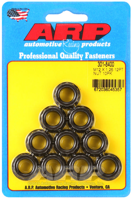 ARP 12mm x 1.25 16mm Socket 12pt Nut Kit for Automotive Applications - Pack of 10