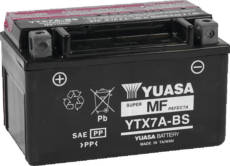 Yuasa YTX7A-BS Maintenance Free AGM 12-Volt Battery w/Bottle